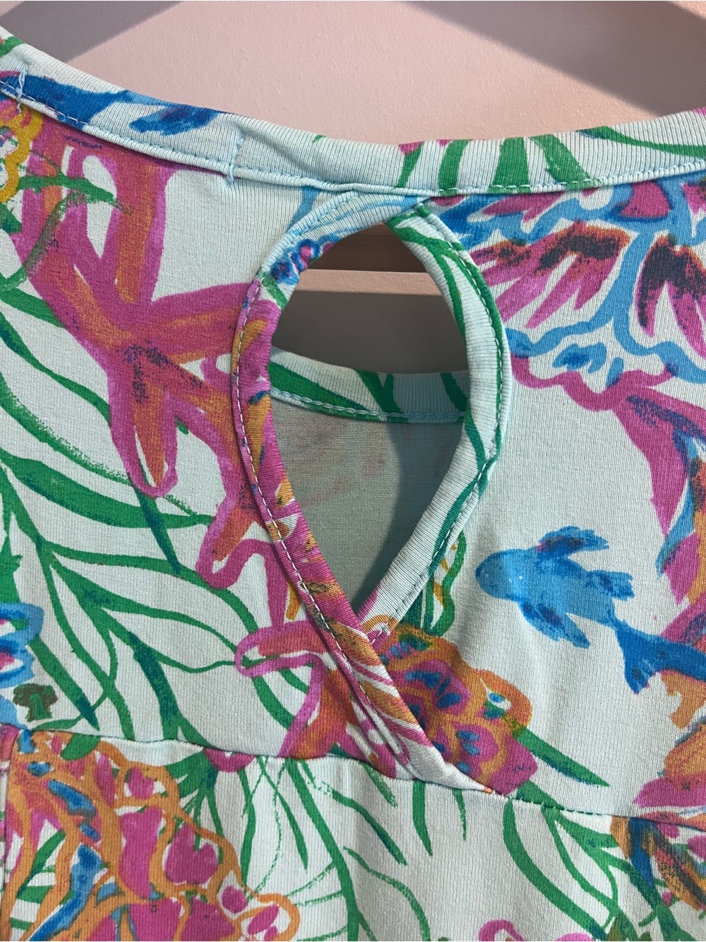 Fresh Produce LARGE Turquoise Aqua Sleeveless Tank Dress Sea Fish Coral Print - Picture 4 of 10